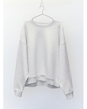 Twik Crew Neck Fleece Sweatshirt Relaxed Fit - White