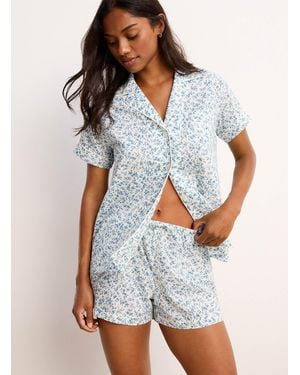 Ralph Lauren Blue Flowers Flowy Pyjama Set - White