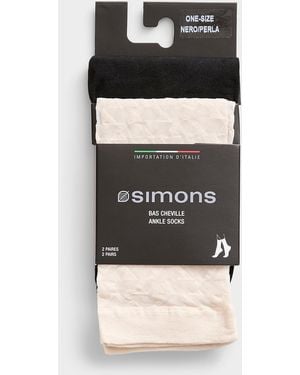 Simon's Geo/solid Sheer Ankle Socks 2 - Black