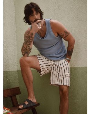 Le 31 Striped Crocheted Short Inseam: 7" - Brown