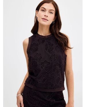 Second Female Daysee Chocolate Floral Tulle Cami - Black