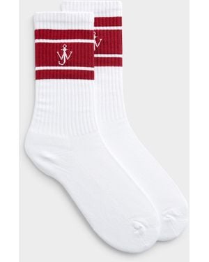 JW Anderson Anchor Logo Sport Socks One Pair - White