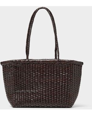 Dragon Diffusion Basketweave Pattern Small Leather Bag - Black
