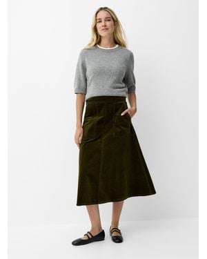 Contemporaine Flared Corduroy Skirt - White