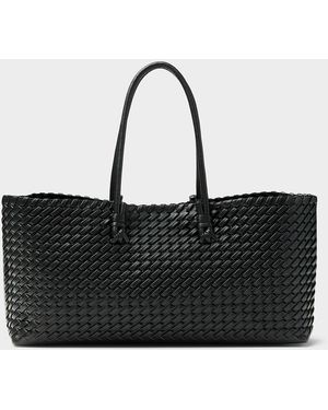 Simon's Tubular Handle Braided Baguette Bag - Black