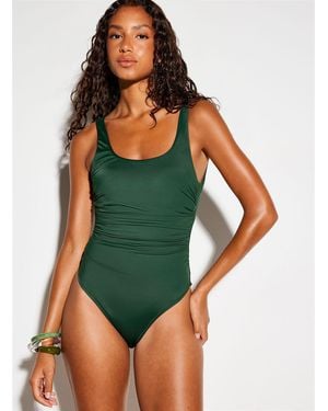 Simon's Round Neckline Pleated One - Green
