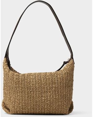 Simon's Folded Corner Braided Straw Hobo Bag - Multicolour