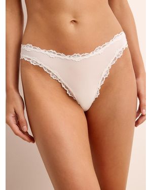 Free People Charlie Lace Accent Microfibre Bikini Panty Nylon - Brown