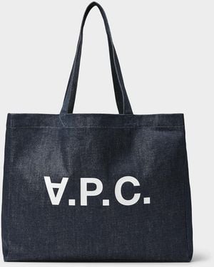 A.P.C. Logo Denim Tote Bag - Blue