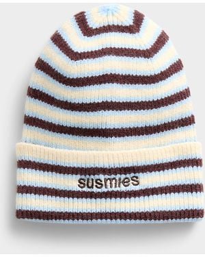 Susmie's Cuffed Striped Ribbed Tuque - Grey