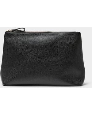 Le 31 Grained Leather Trapeze Clutch Exclusive Collection From Italy - Black