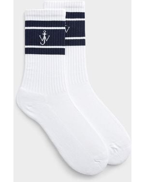 JW Anderson Anchor Logo Sport Socks One Pair - White