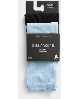 Simon's Solid And Dotted Ankle Socks 2 - Black