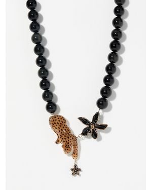 NACHE Leopard, Flower And Bead Necklace - Natural