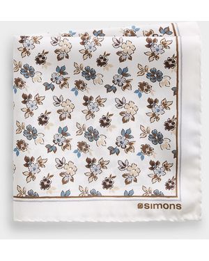 Le 31 Playful Flower 100% Silk Pocket Square - White