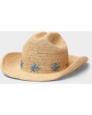 Brixton Embroidered 100% Raffia Western Hat - Natural