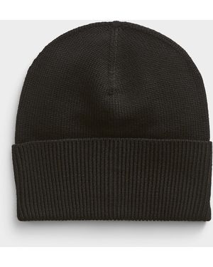 Simon's Pure Merino Wool Ribbed Tuque - Black