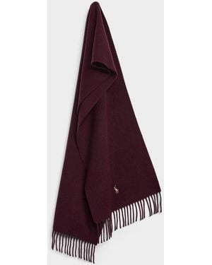 Polo Ralph Lauren Small Embroidered Logo Pure Wool Scarf - Purple