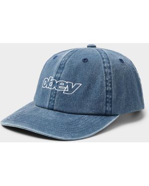 Obey Slanted Logo Pigment Denim Cap - Blue