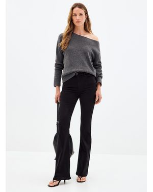 DL1961 Black Bridget Stretch Jean Fit: Flared Leg, High Rise - Blue