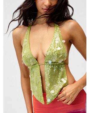 Twik Green Sequins Open Cami