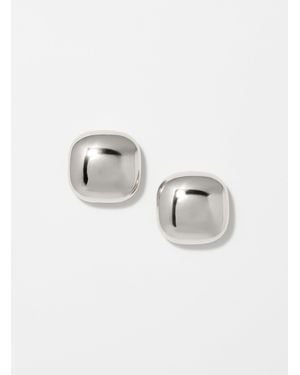 Simon's Rounded Square Earrings - Metallic