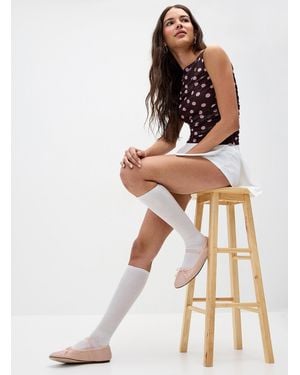 Simon's Solid Ribbed Knee - White