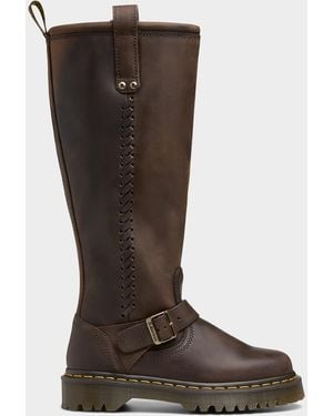 Dr. Martens Anistone Brown Distressed Leather High Boots