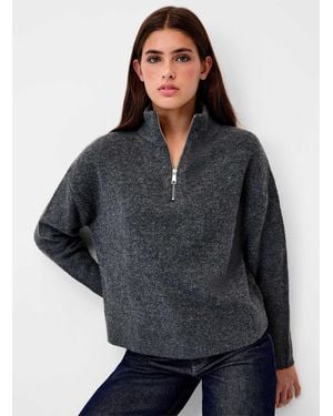 Twik Zipped Mock - Grey