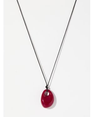 Simon's Oval Pendant Wrap Cord Choker - Metallic
