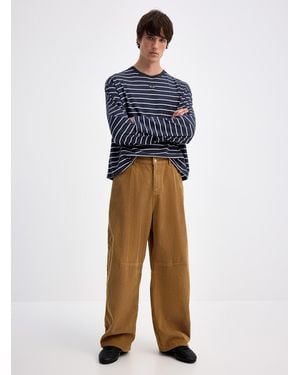 Djab Corduroy baggy Pant Barrel Fit Imported From Seoul - Blue