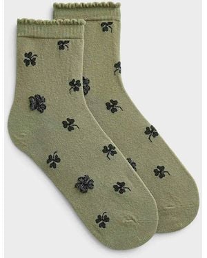 Simon's Plush Plant Ankle Socks - Green