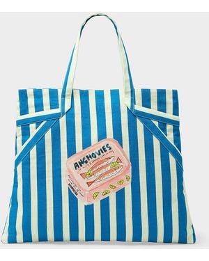 Simon's Colourful Striped Tote - Blue