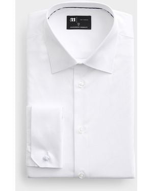 Le 31 French Cuff Satiny Shirt Modern Fit - White
