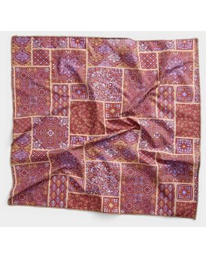 Simon's Baroque Tile 100% Cotton Scarf - Red