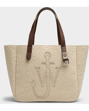 JW Anderson Belt Textured Wool Tote Bag - Natural