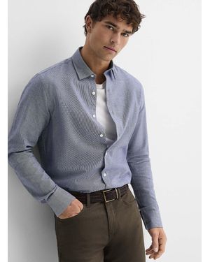 Le 31 Optical Houndstooth Shirt Modern Fit - Grey