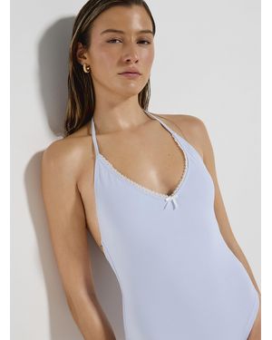 Simon's Serrated Scallop Halter V - Purple