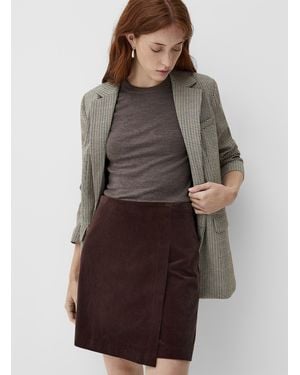 Contemporaine Corduroy Wraparound Skirt - Brown