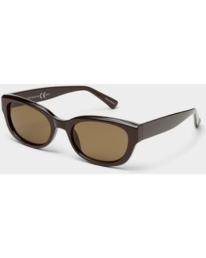 Simon's Solid Translucent Oval Sunglasses - Brown