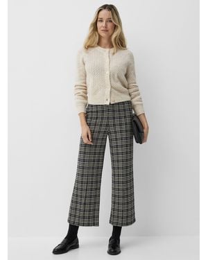 Part Two Checkered Cropped Pant Fit: Cropped Wide Leg, High Rise - White