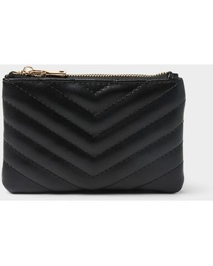 Simon's Quilted Herringbone Coin Purse - Black