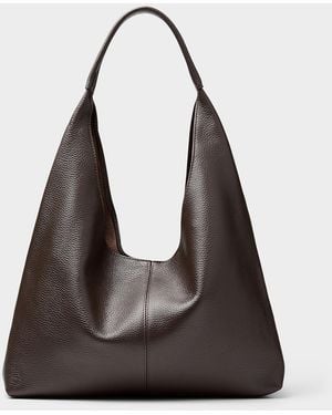 Simon's Soft Peppled Leather Hobo Bag Exclusive Collection From Italy - Black