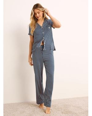 Ralph Lauren Pinstriped Lightweight Pyjama Set - Blue