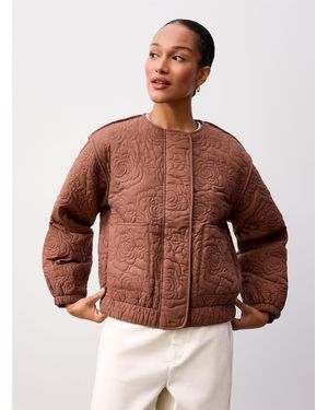 Yerse Quilted Roses Jacket - Brown