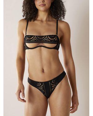 LIVY Hill Valley Wavy Lace Brazilian Panty Nylon - Black