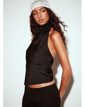 Twik Satiny Halter Cami - Black