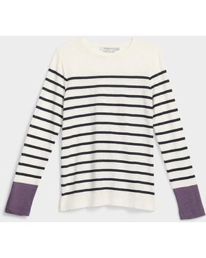 Contemporaine Striped Slub Organic Cotton T - White