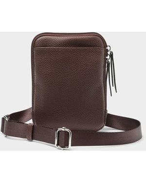 Simon's Textured Zipped Phone Clutch - Brown