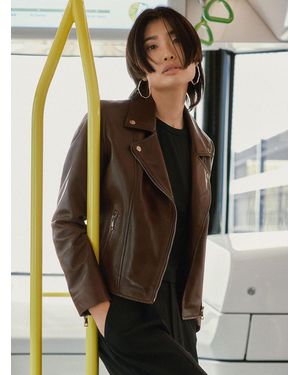 Contemporaine Brown Leather Biker Jacket